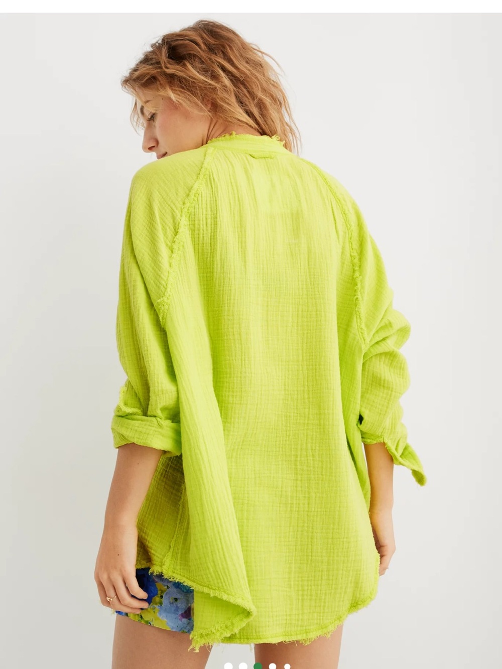 aerie Neon Lime Gauze Button-Front Swim Coverup - Picture 12 of 13